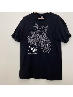 Harley Davidson 100% cotton t-shirt motorcycle large short sleeves « Live Wire».
